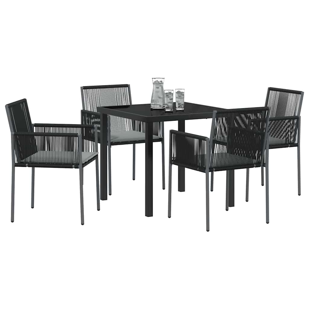 Conjunto de Comedor de Jardín 5 pcs Negro Ratán sintético