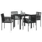 Conjunto de Comedor de Jardín 5 pcs Negro Ratán sintético