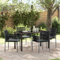 Conjunto de Comedor de Jardín 5 pcs Negro Ratán sintético