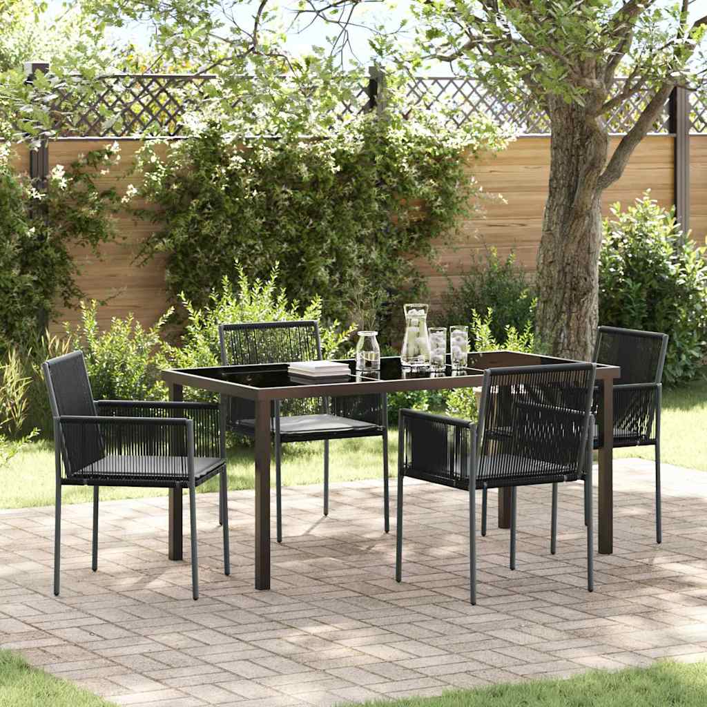 Conjunto de Jantar de Jardim 5 peças Preto Rattan Sintético