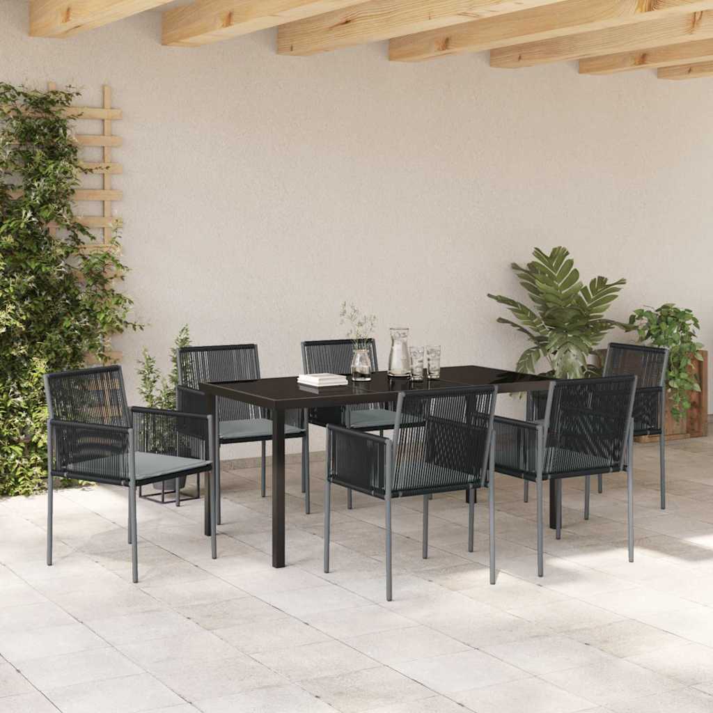 Conjunto de Comedor de Jardín 7 pcs Negro Ratán sintético