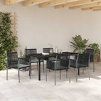Conjunto de Comedor de Jardín 7 pcs Negro Ratán sintético