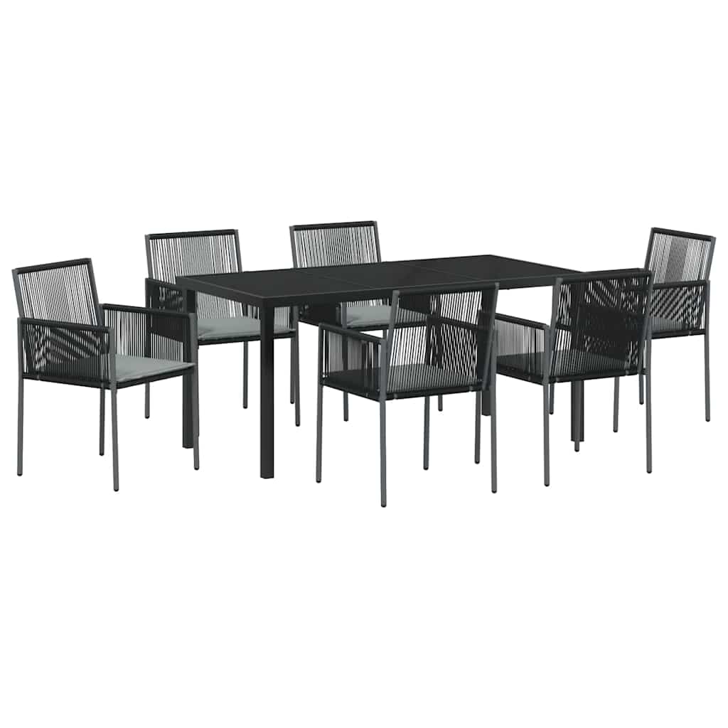 Conjunto de Comedor de Jardín 7 pcs Negro Ratán sintético