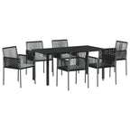 Conjunto de Comedor de Jardín 7 pcs Negro Ratán sintético