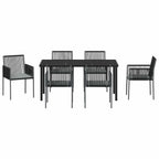 Conjunto de Comedor de Jardín 7 pcs Negro Ratán sintético