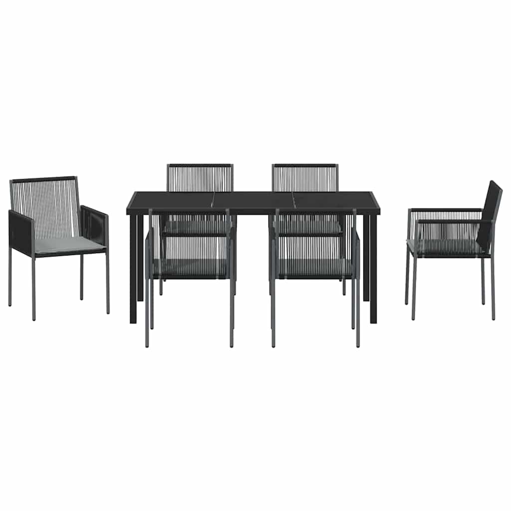 Conjunto de Comedor de Jardín 7 pcs Negro Ratán sintético