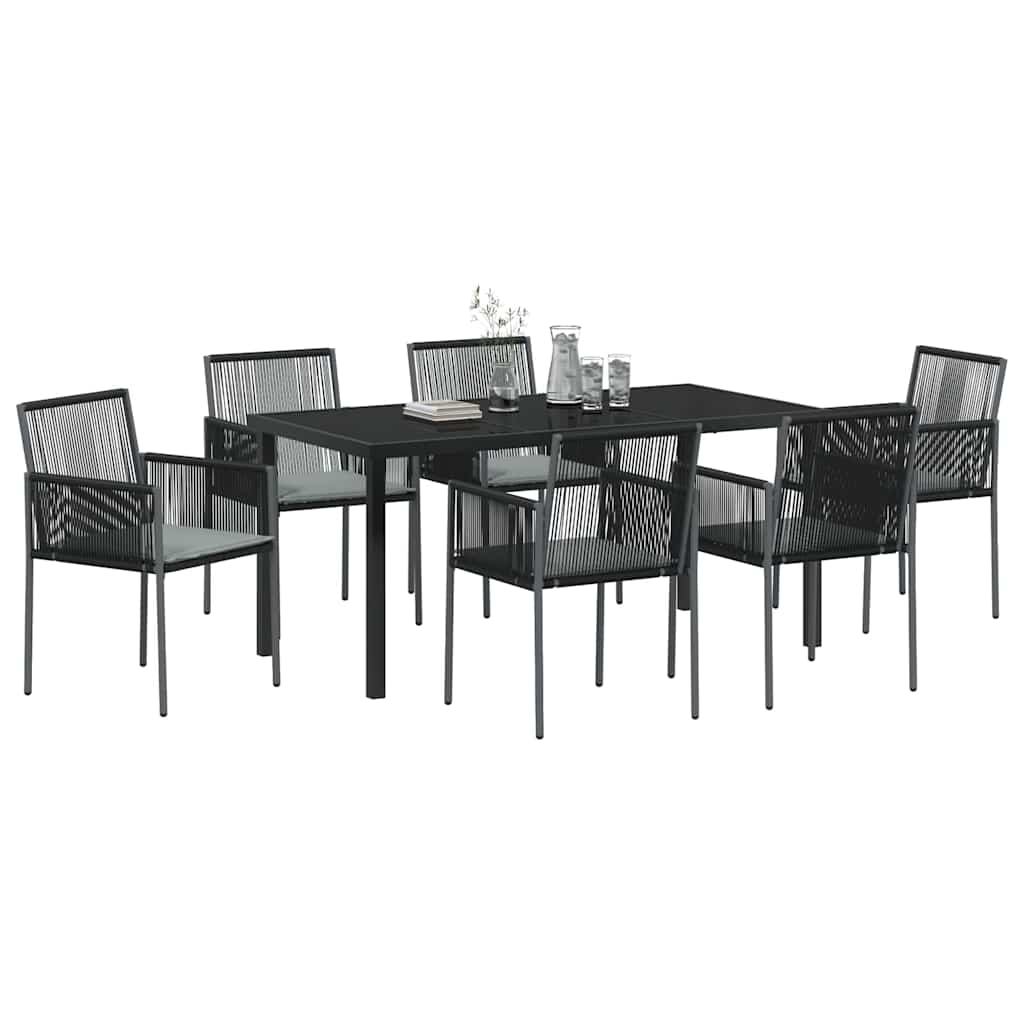 Conjunto de Comedor de Jardín 7 pcs Negro Ratán sintético