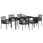 Conjunto de Comedor de Jardín 7 pcs Negro Ratán sintético