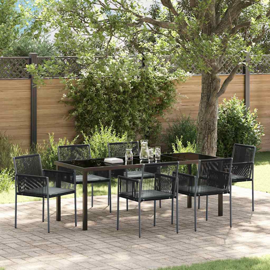 Conjunto de Jantar de Jardim 7 pçs Preto Rattan Sintético