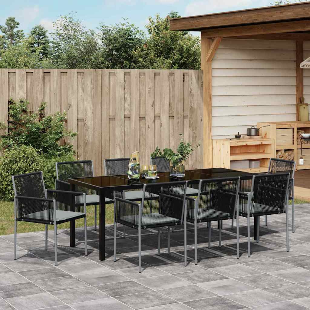 Conjunto de Comedor de Jardín 9 pcs Negro Ratán sintético