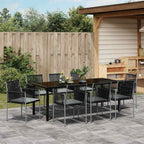 Conjunto de Comedor de Jardín 9 pcs Negro Ratán sintético