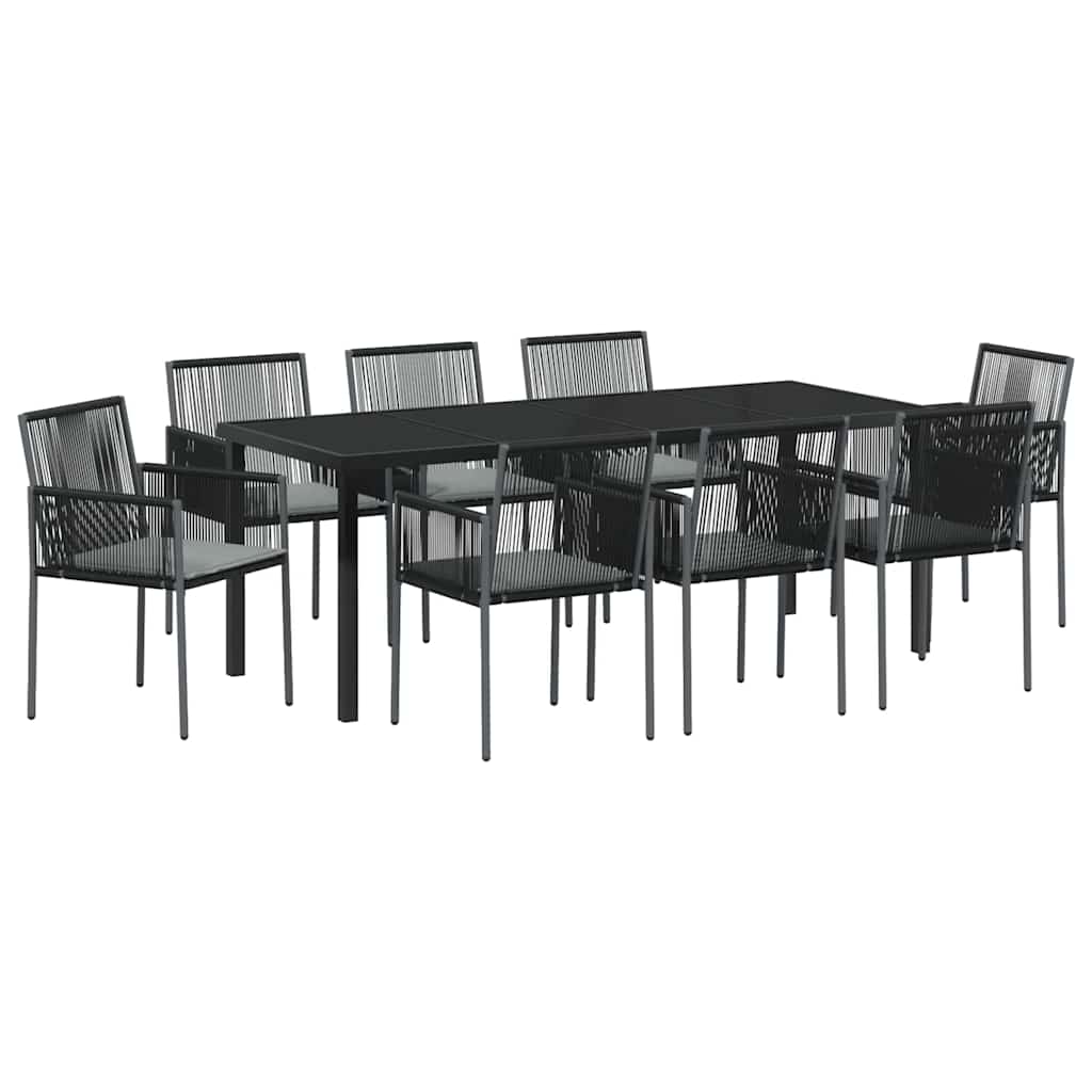 Conjunto de Comedor de Jardín 9 pcs Negro Ratán sintético