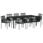 Conjunto de Comedor de Jardín 9 pcs Negro Ratán sintético