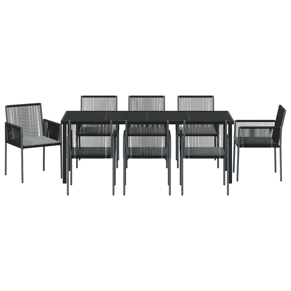 Conjunto de Comedor de Jardín 9 pcs Negro Ratán sintético