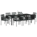 Conjunto de Comedor de Jardín 9 pcs Negro Ratán sintético