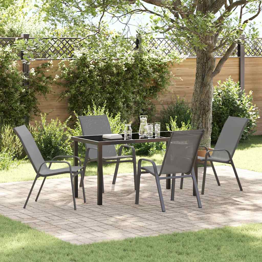 Conjunto de Refeição de Jardim 11 Peças Preto Aço