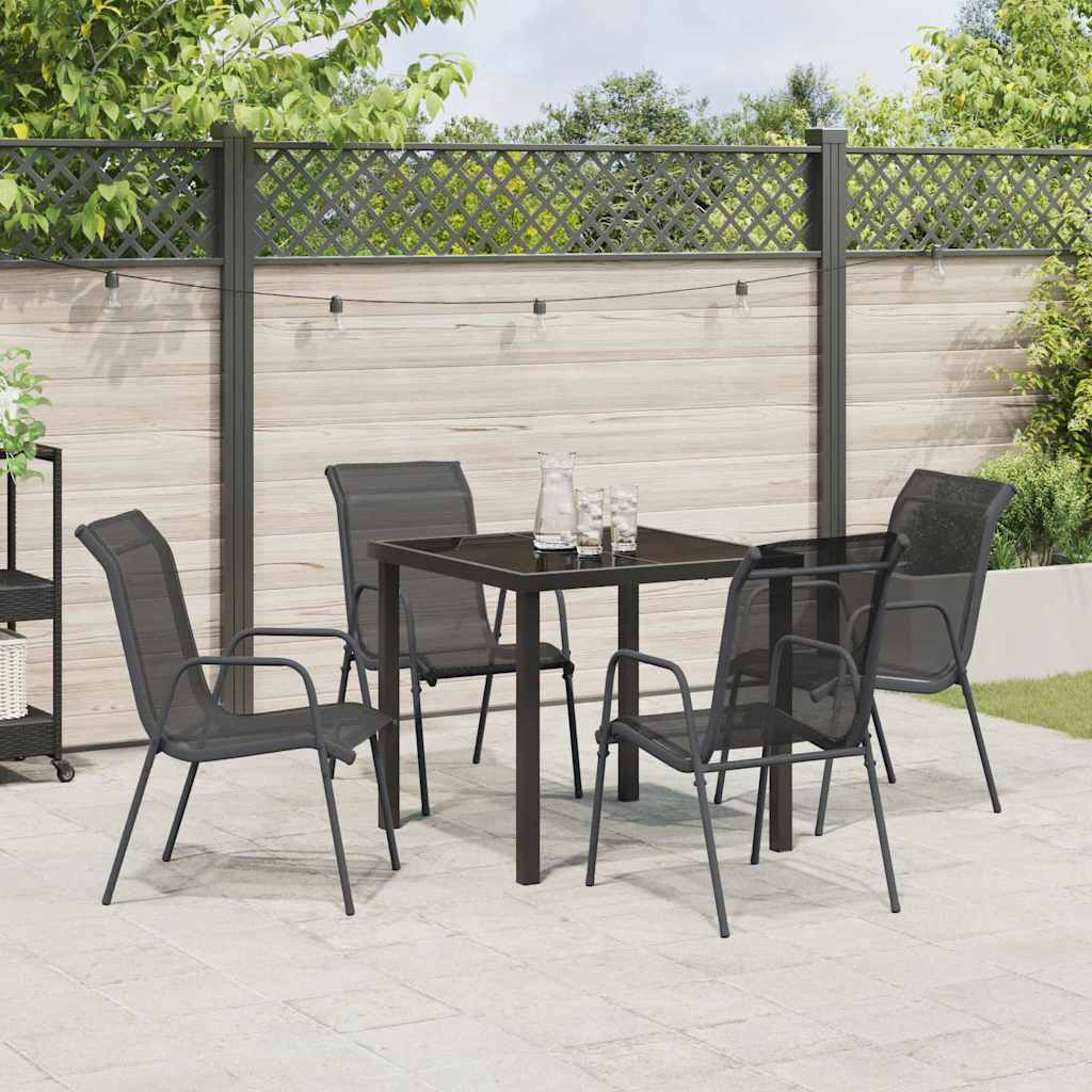 Conjunto de Comedor de Jardín 5 pcs Negro