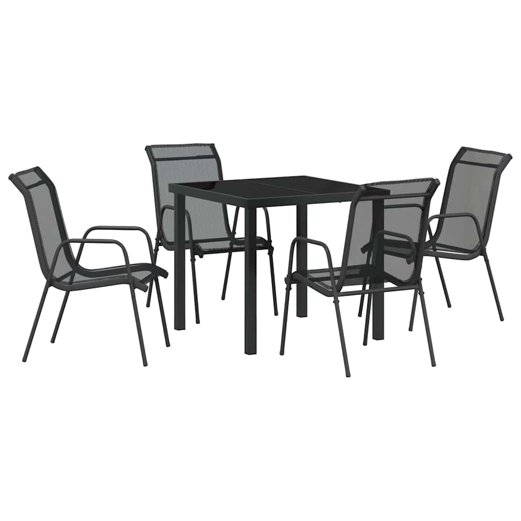 Conjunto de Comedor de Jardín 5 pcs Negro
