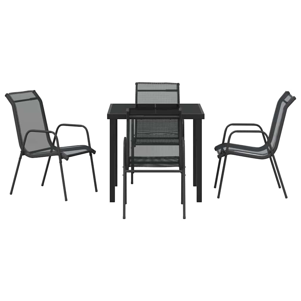 Conjunto de Comedor de Jardín 5 pcs Negro