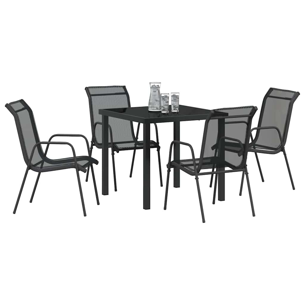Conjunto de Comedor de Jardín 5 pcs Negro