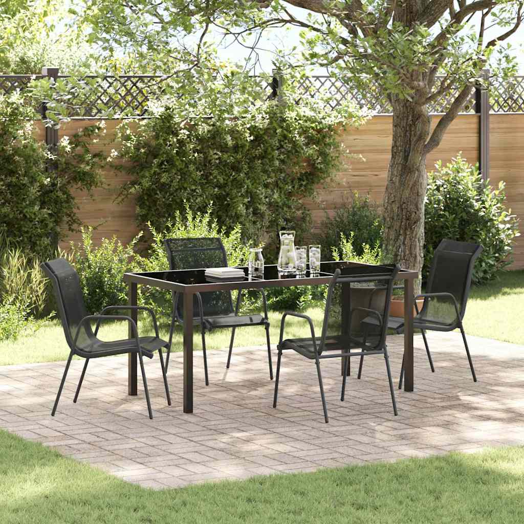 Conjunto de Comedor de Jardín 5 pcs Negro