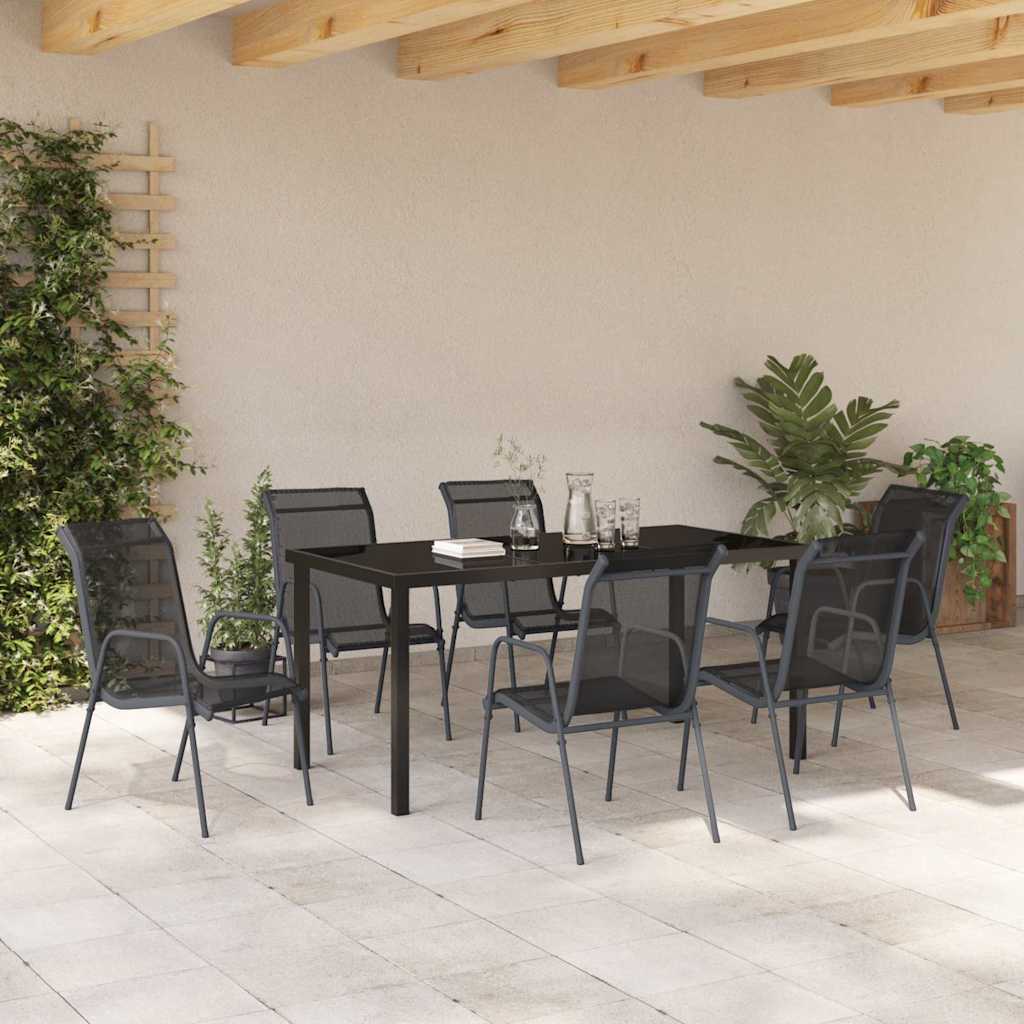 Conjunto de Comedor de Jardín 7 pcs Negro