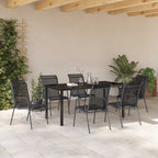 Conjunto de Comedor de Jardín 7 pcs Negro