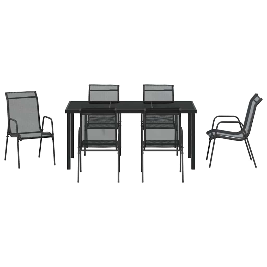 Conjunto de Comedor de Jardín 7 pcs Negro