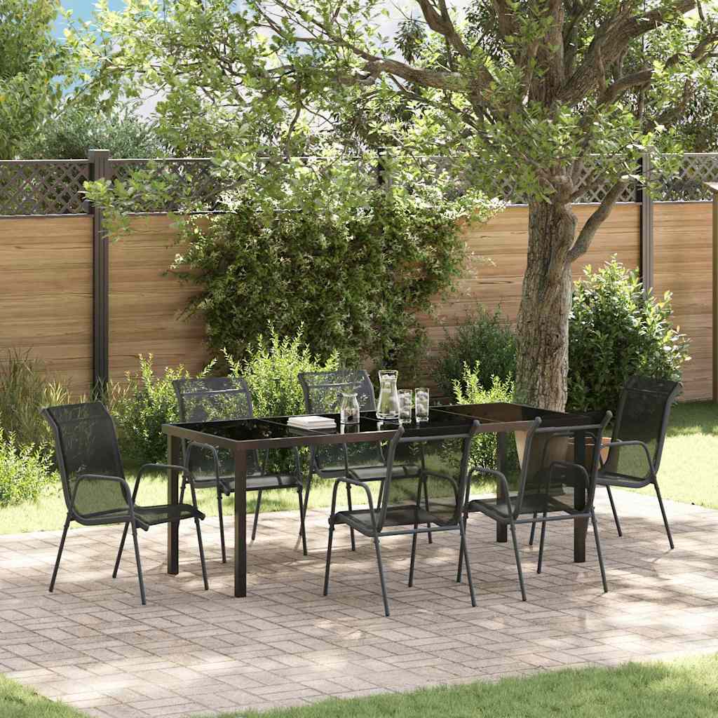 Conjunto de Comedor de Jardín 7 pcs Negro