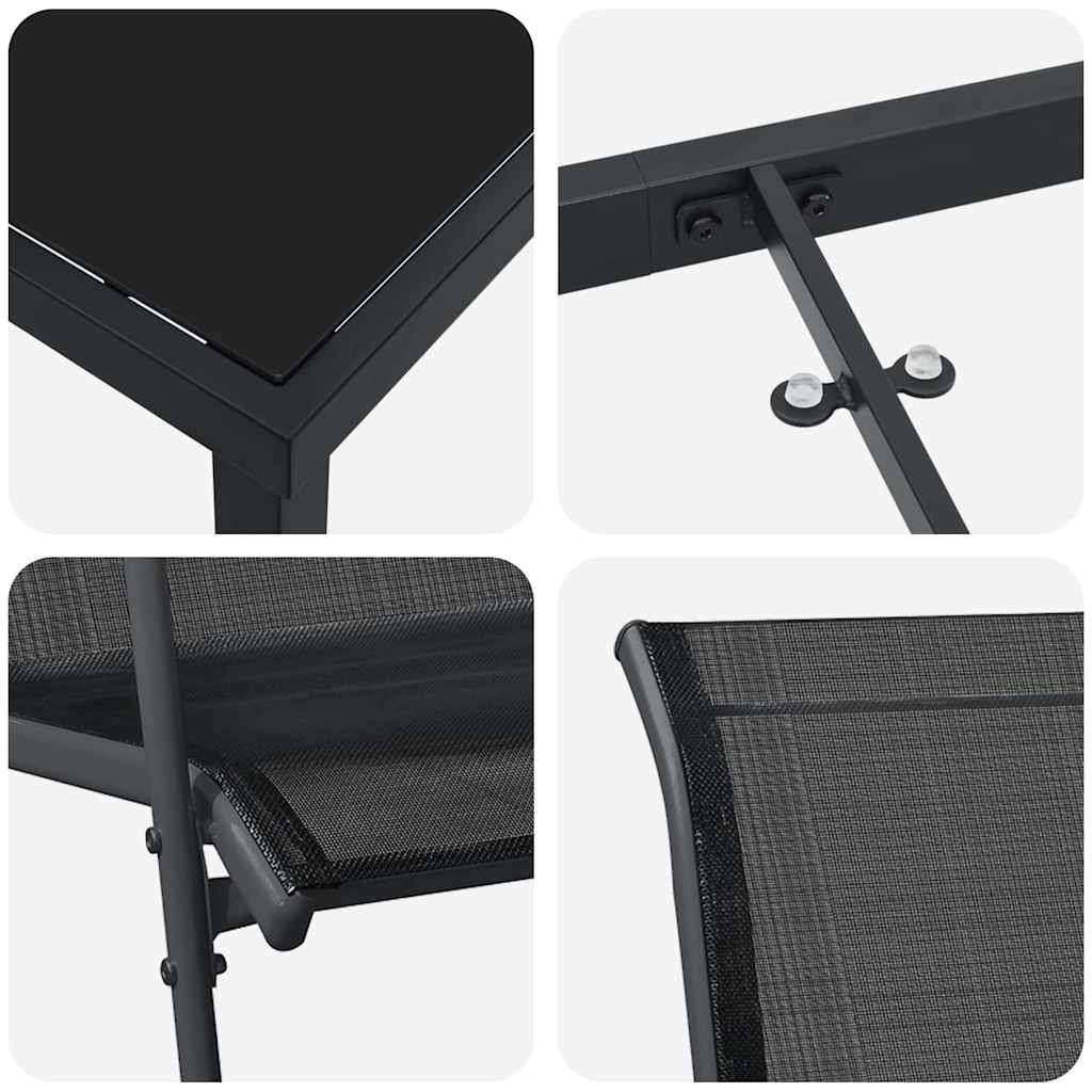 Conjunto de Comedor de Jardín 9 pcs Negro