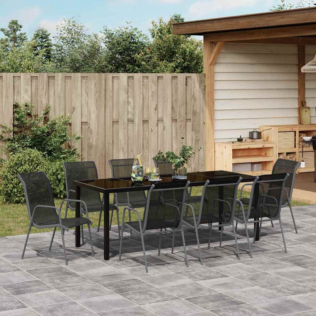 Conjunto de Comedor de Jardín 9 pcs Negro