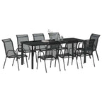 Conjunto de Comedor de Jardín 9 pcs Negro