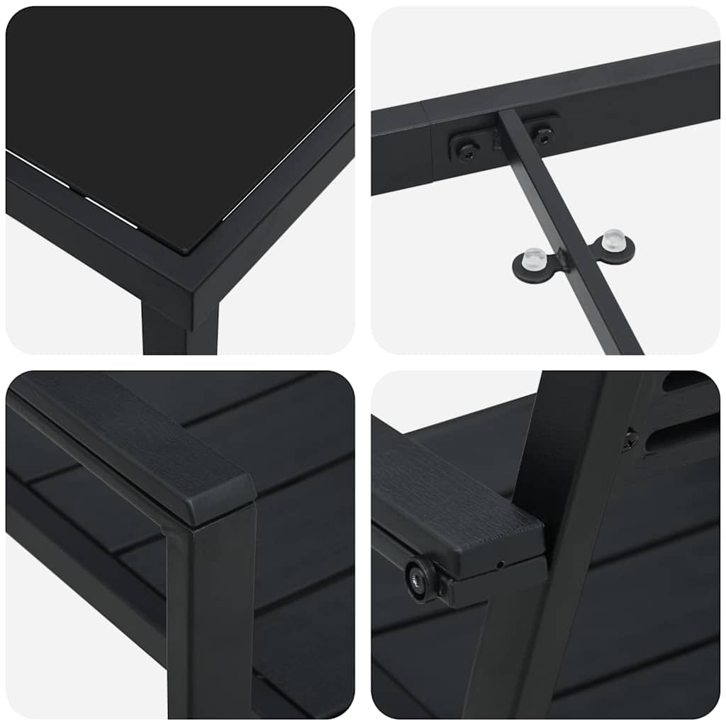 Conjunto de Comedor de Jardín 3 pcs Negro