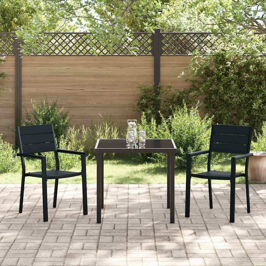 Conjunto de Comedor de Jardín 3 pcs Negro