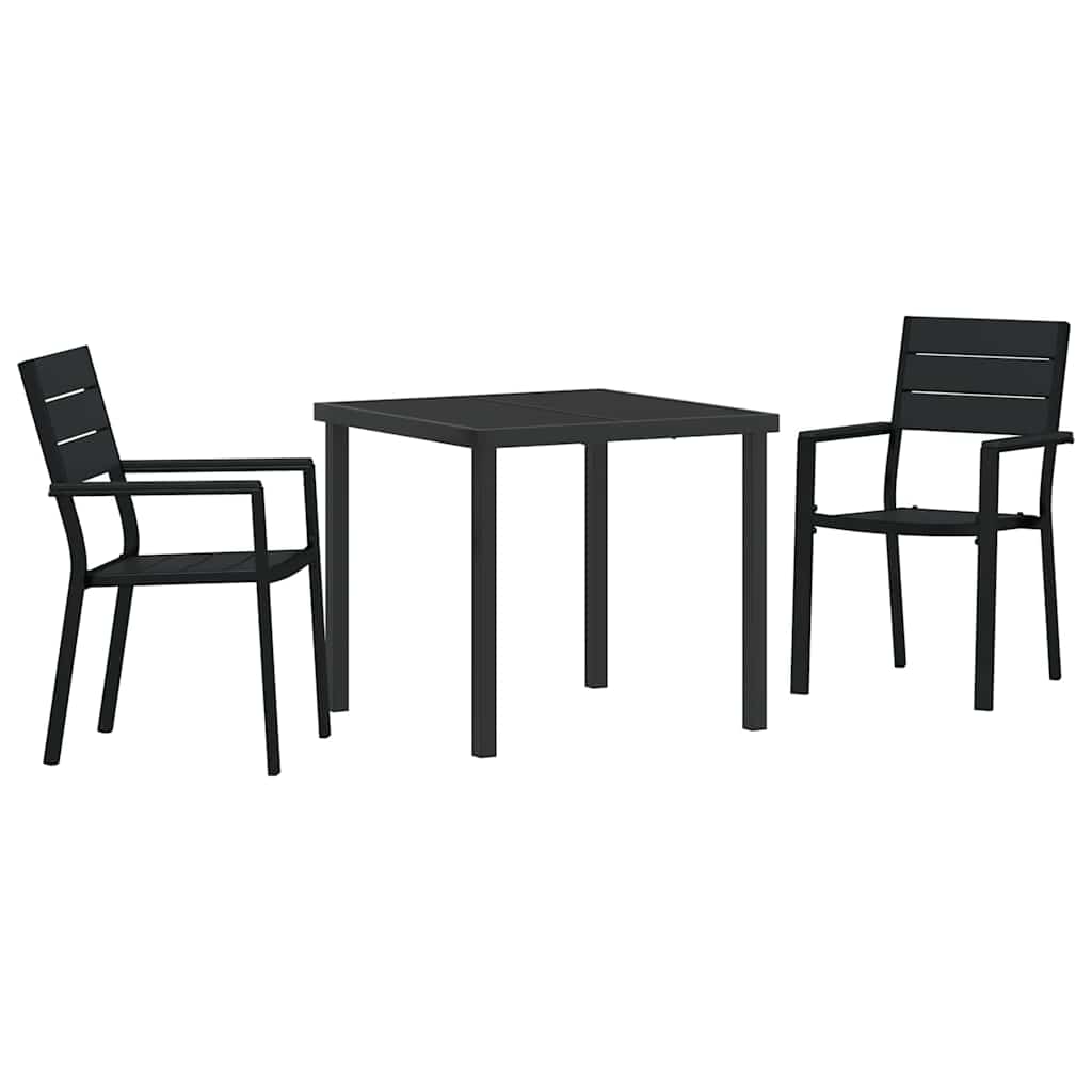 Conjunto de Comedor de Jardín 3 pcs Negro
