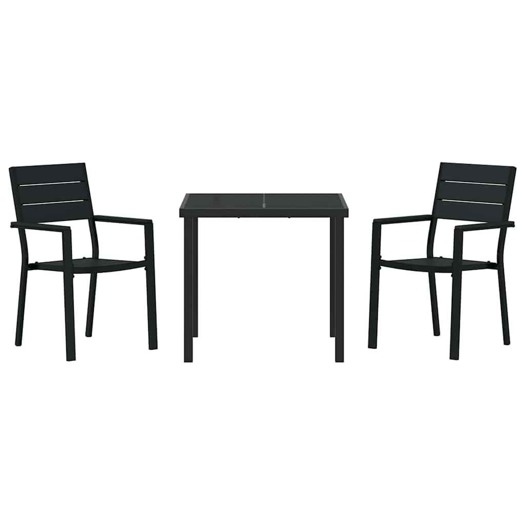 Conjunto de Comedor de Jardín 3 pcs Negro