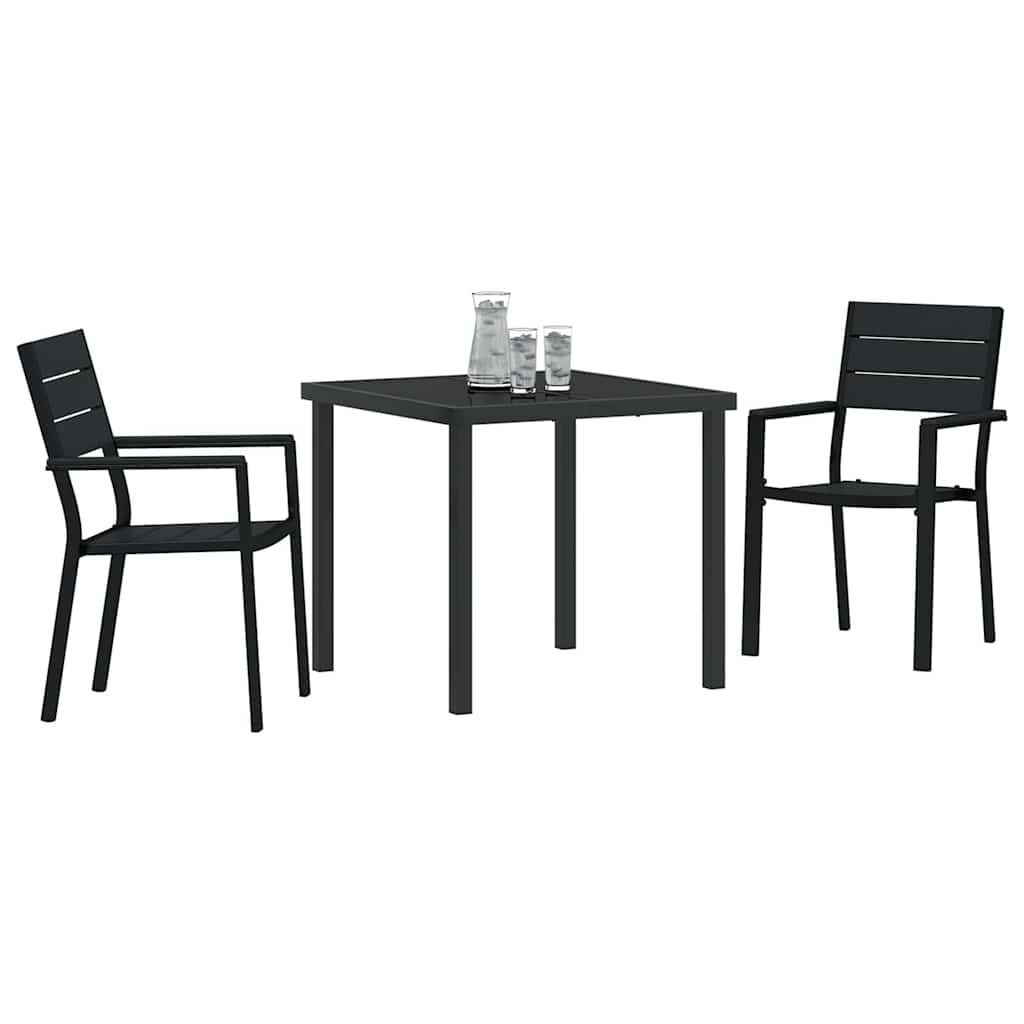 Conjunto de Comedor de Jardín 3 pcs Negro