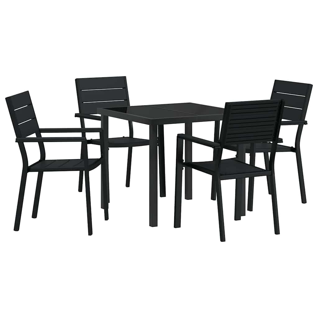 Conjunto de Comedor de Jardín 5 pcs Negro