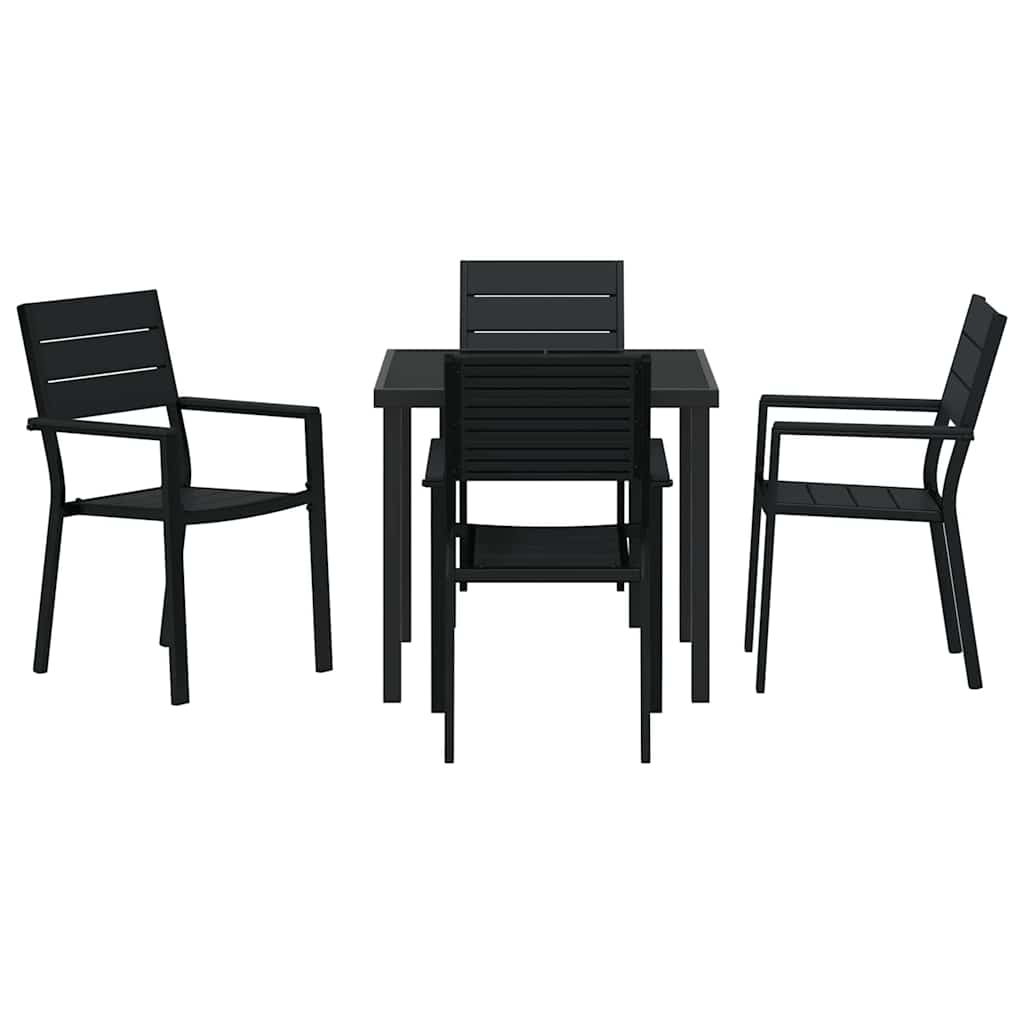 Conjunto de Comedor de Jardín 5 pcs Negro