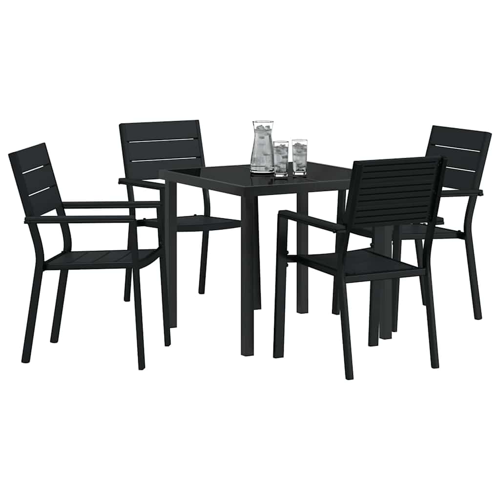 Conjunto de Comedor de Jardín 5 pcs Negro