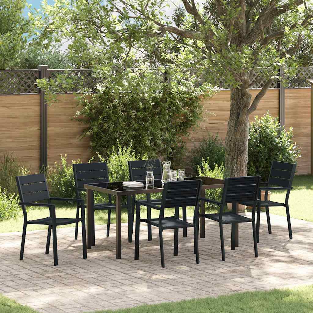 Conjunto de Comedor de Jardín 7 pcs Negro