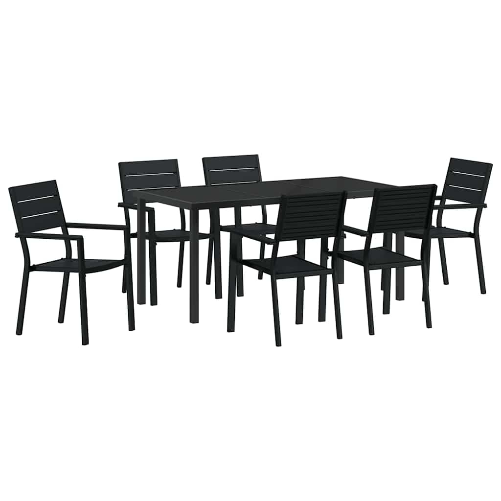 Conjunto de Comedor de Jardín 7 pcs Negro