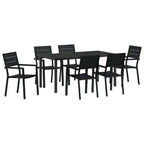 Conjunto de Comedor de Jardín 7 pcs Negro