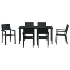 Conjunto de Comedor de Jardín 7 pcs Negro