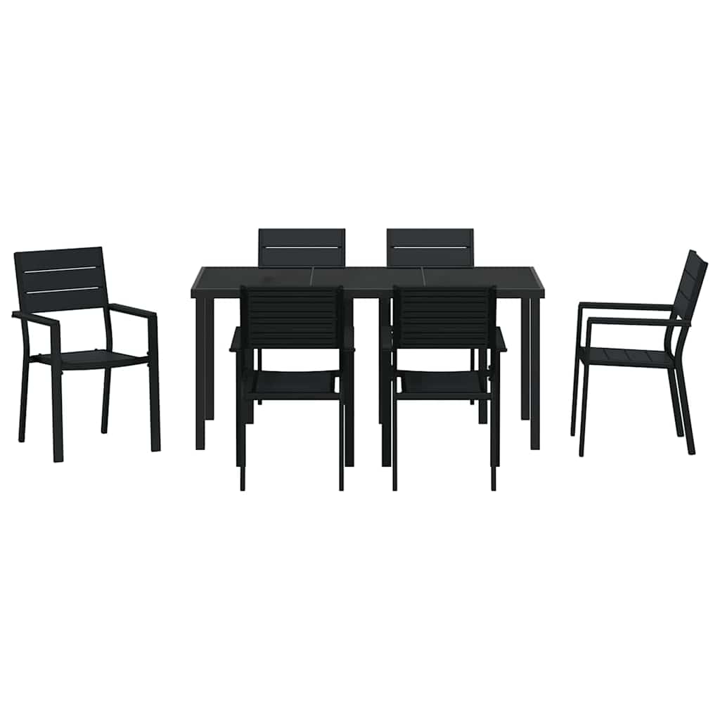 Conjunto de Comedor de Jardín 7 pcs Negro