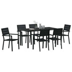 Conjunto de Comedor de Jardín 7 pcs Negro