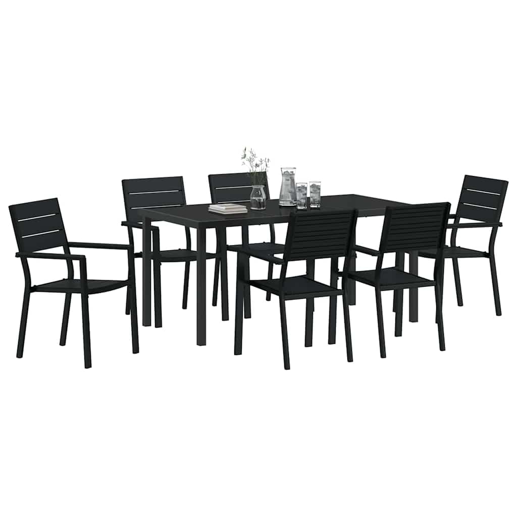 Conjunto de Comedor de Jardín 7 pcs Negro