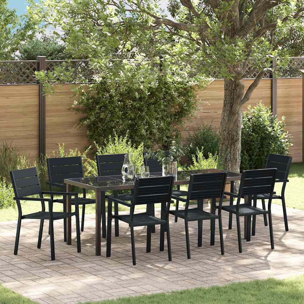 Conjunto de Comedor de Jardín 9 pcs Negro