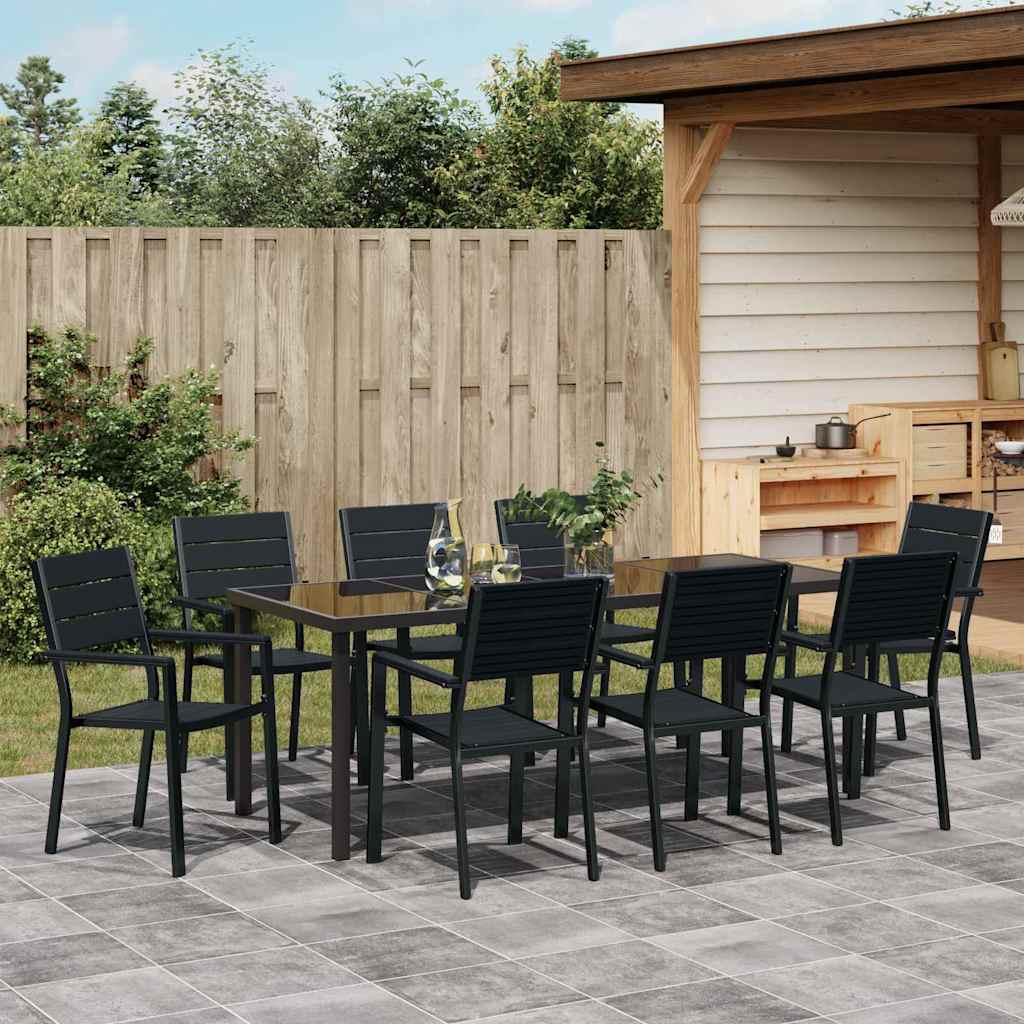 Conjunto de Comedor de Jardín 9 pcs Negro