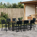 Conjunto de Comedor de Jardín 9 pcs Negro